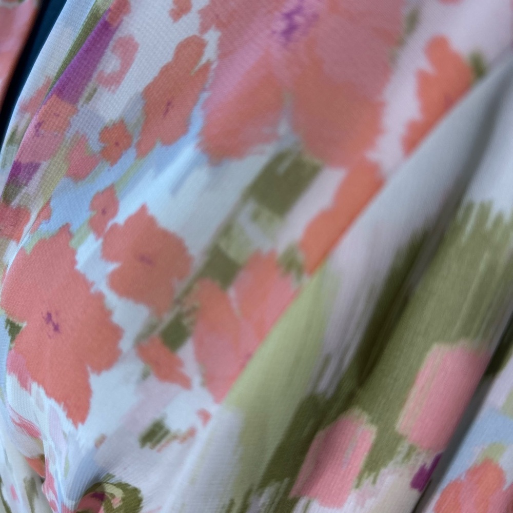 Kate Hill Pink, Coral and Green Floral Sleeveless Midi Dress - Picture 4 of 5